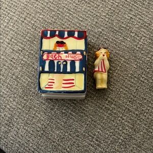 Colorful Bath House Trinket Box with Figurine